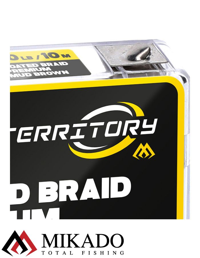 Поводочный плетеный шнур Mikado Territory COATED BRAID PREMIUM мягкий в оболочке 20LB (10 м) корич.