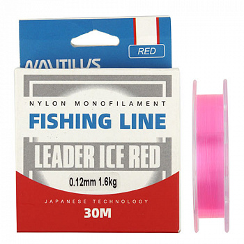 Леска  Nautilus Leader Ice 0,10мм.,1,3кг, 30м. red